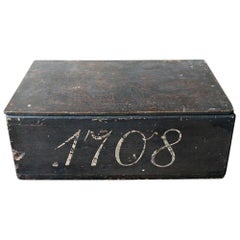 Antique Queen Anne Period Painted Pine Deeds Box, 1708
