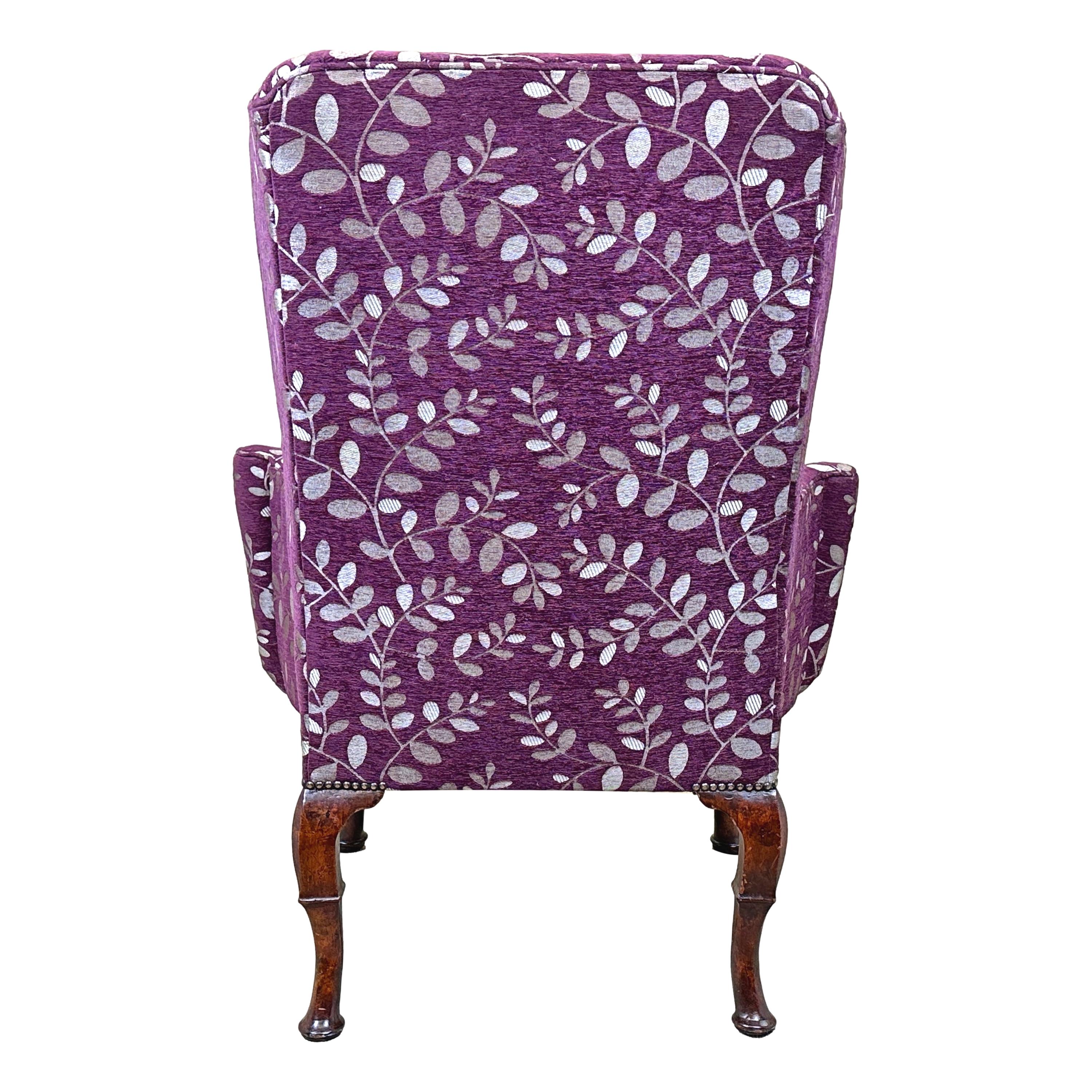 18th Century Queen Anne Period Walnut Wing Armchair