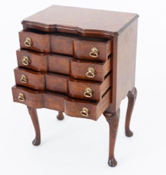 Queen Anne Revival Bedside Chest of Drawers Cabinet Walnut