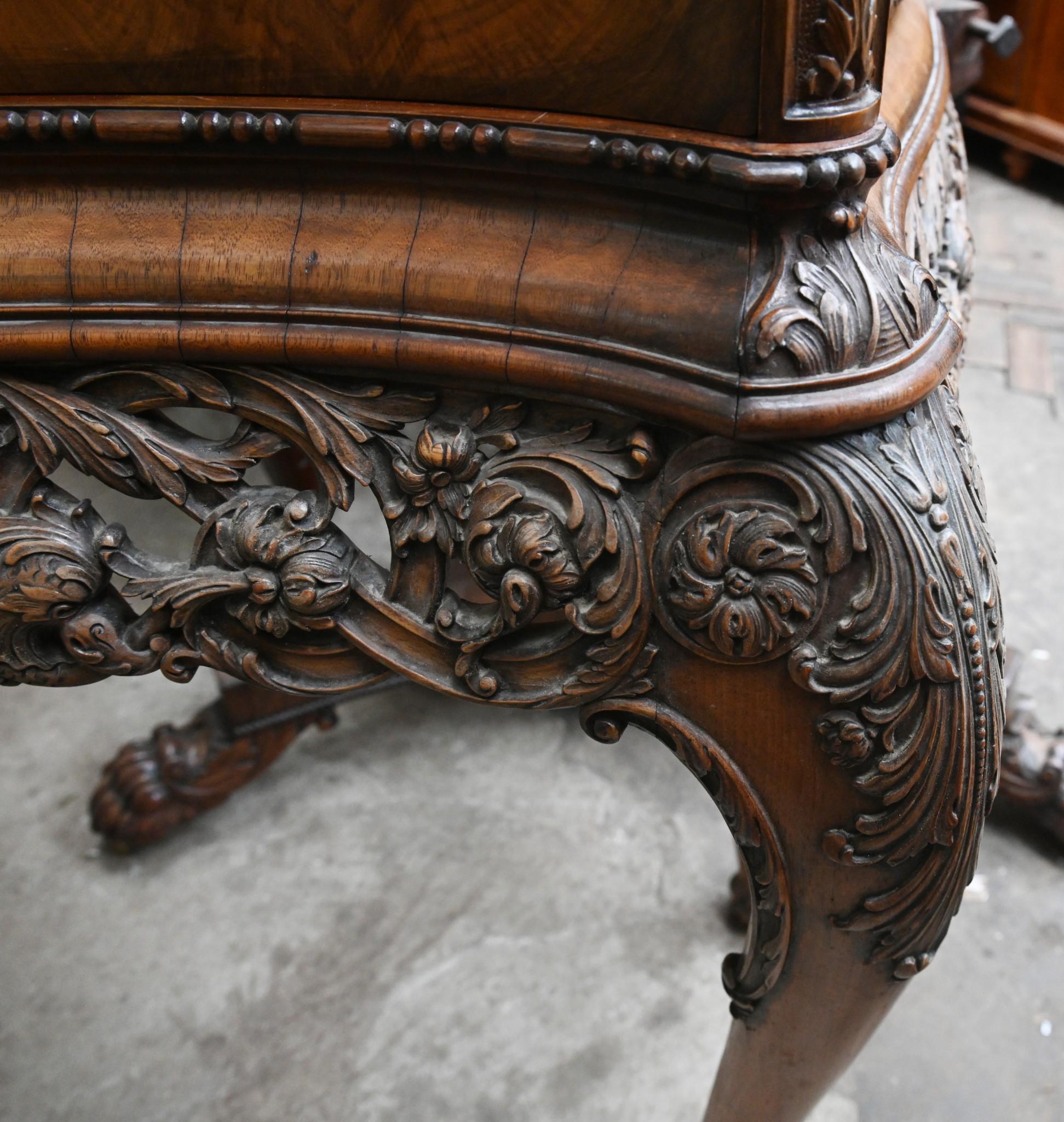 Queen Anne Revival Drinks Cabinet Burr Walnut Cocktail For Sale 4