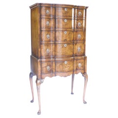 Queen Anne Revival Walnut Chest on Stand circa 1920s