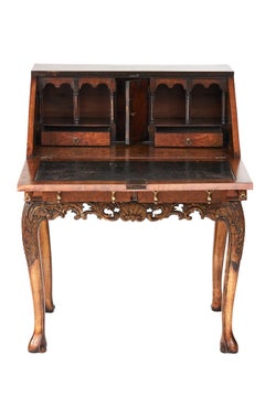 Queen Anne Revival Walnut & Gilt carved bureau on stand