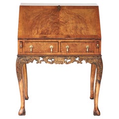 Queen Anne Revival Walnut & Gilt carved bureau on stand