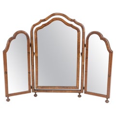 Queen Anne Revival Walnut Triptych Dressing Table Mirror, c.1920–1930 (Triple Ar