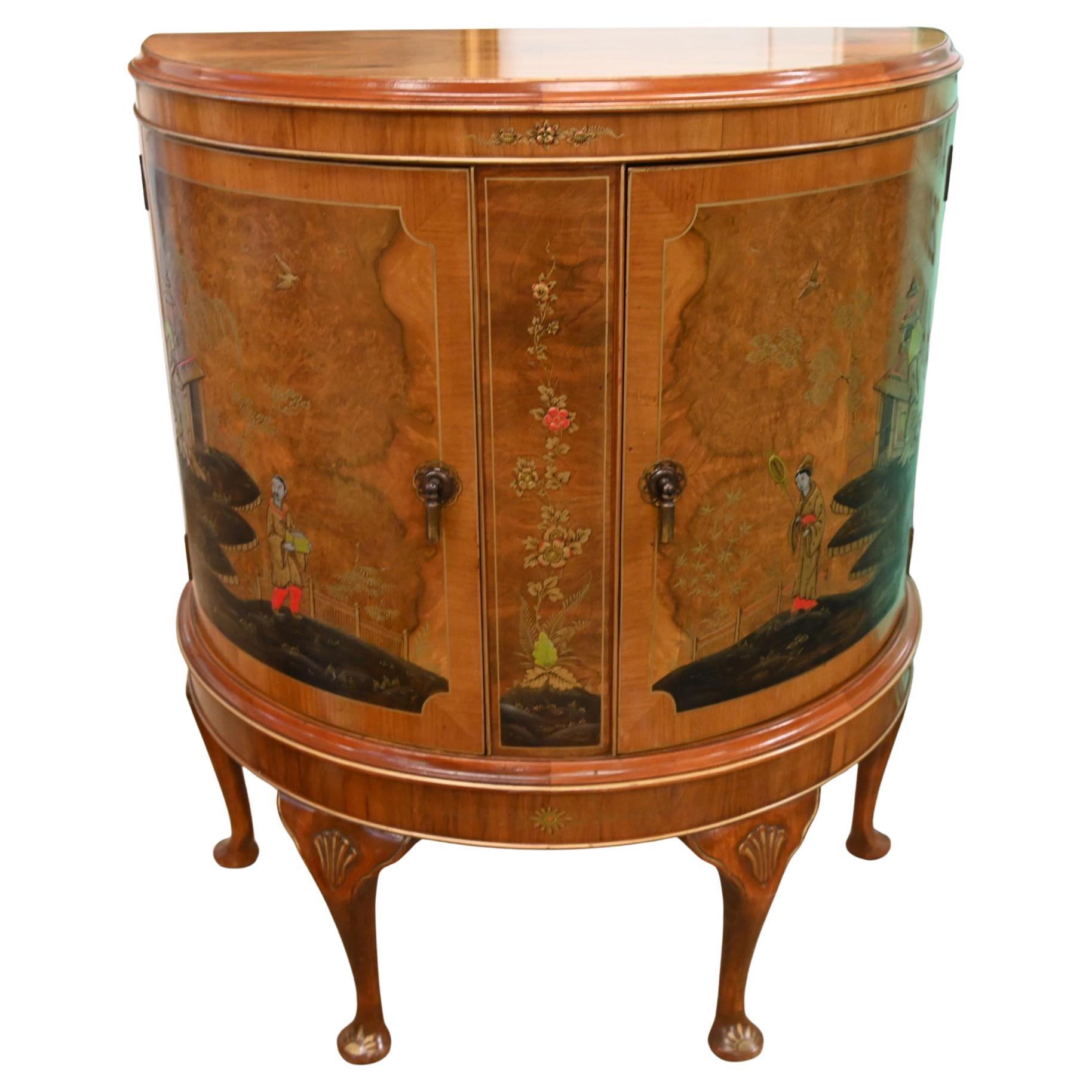 Queen Anne Side Cabinet Chinoiserie Walnut Chest Northampton Co