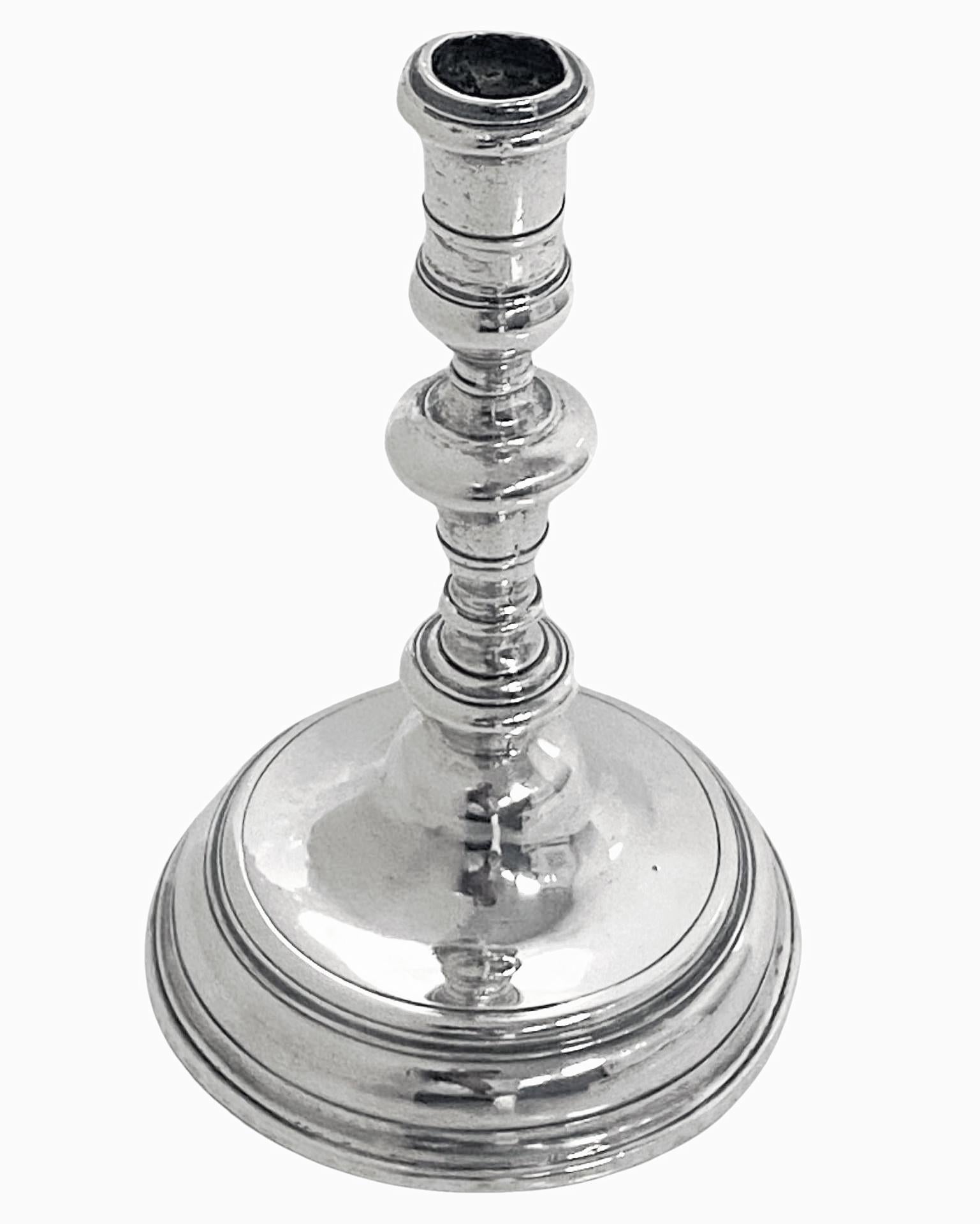 English Queen Anne silver taperstick London 1704 Richard Syngin (Syng). 