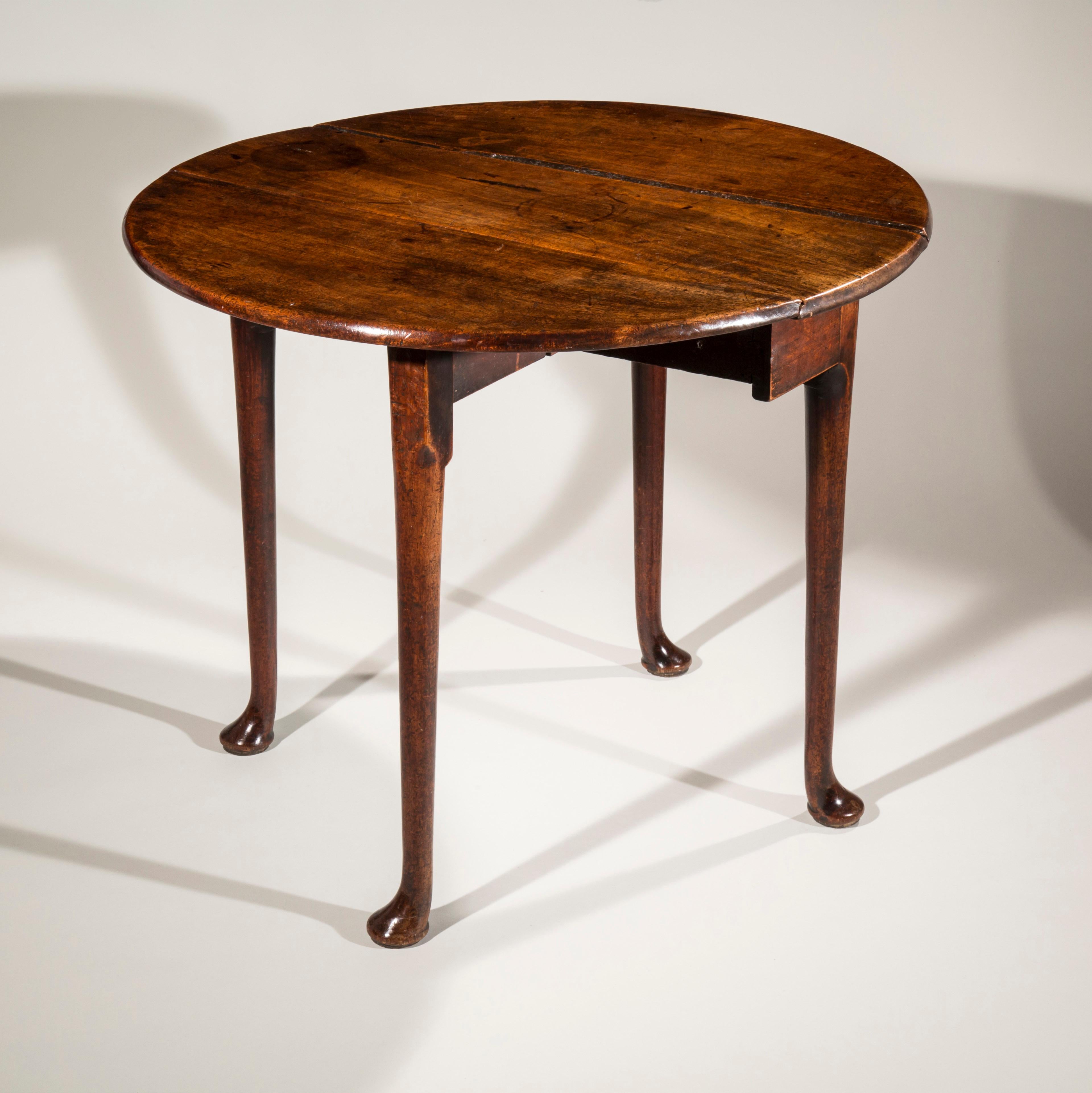 Carved Queen Anne Small Red Walnut Table