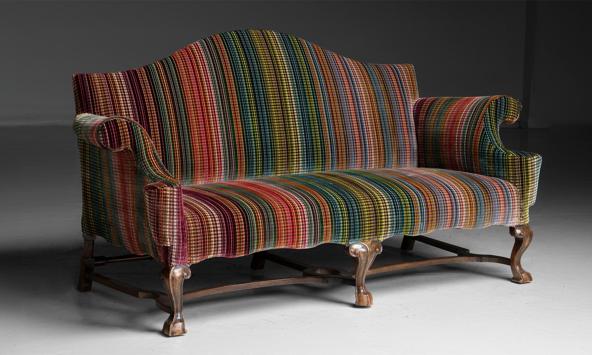 Queen Anne Sofa in Pierre Frey Velvet, England circa 1910 4