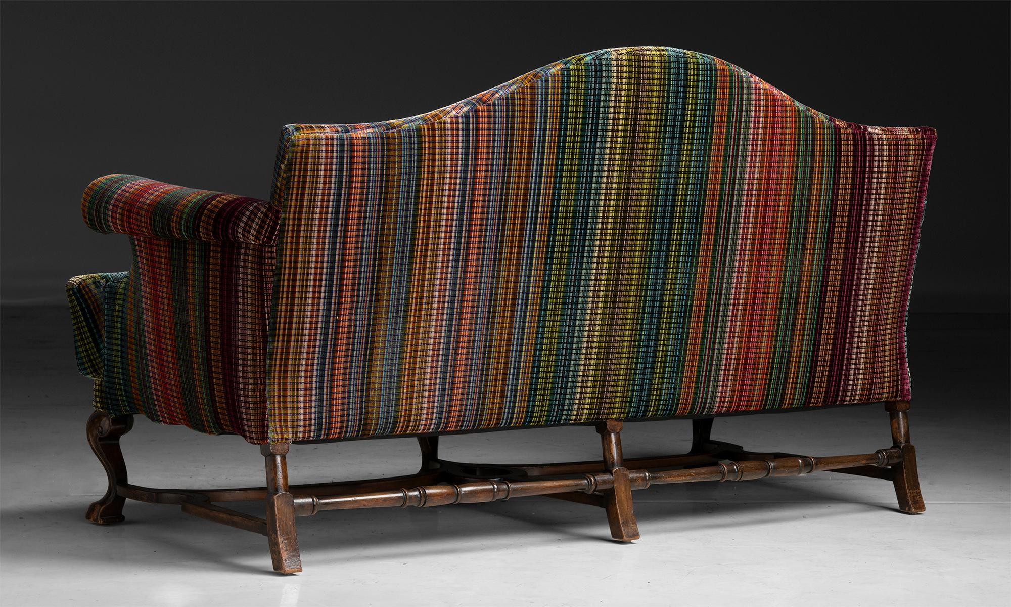 Edwardian Queen Anne Sofa in Pierre Frey Velvet, England circa 1910