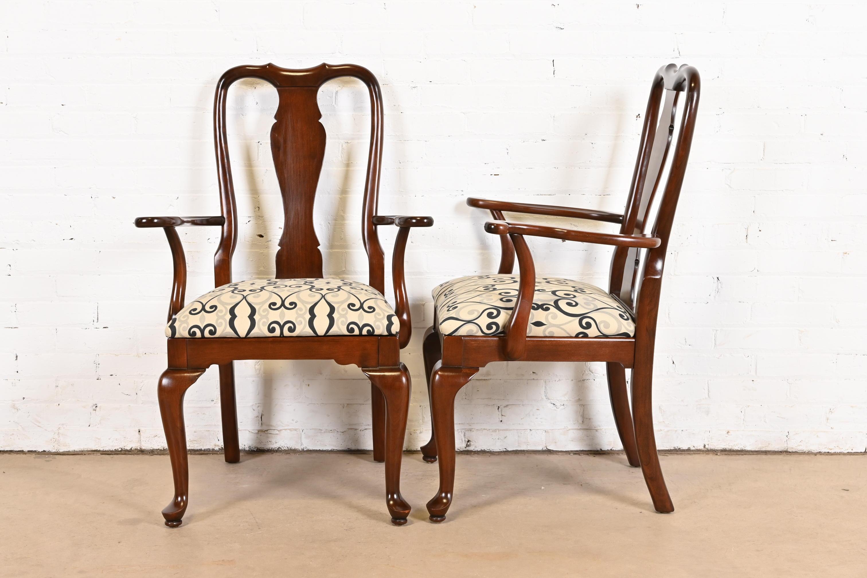Queen Anne Solid Cherry Wood Dining Chairs, Set of Ten 4