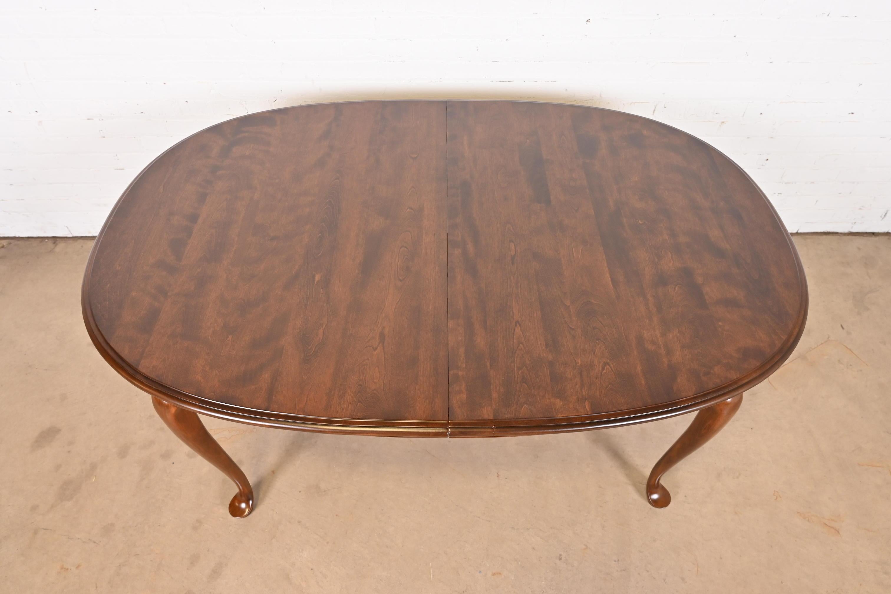 Queen Anne Solid Cherry Wood Extension Dining Table, Newly Refinished 7