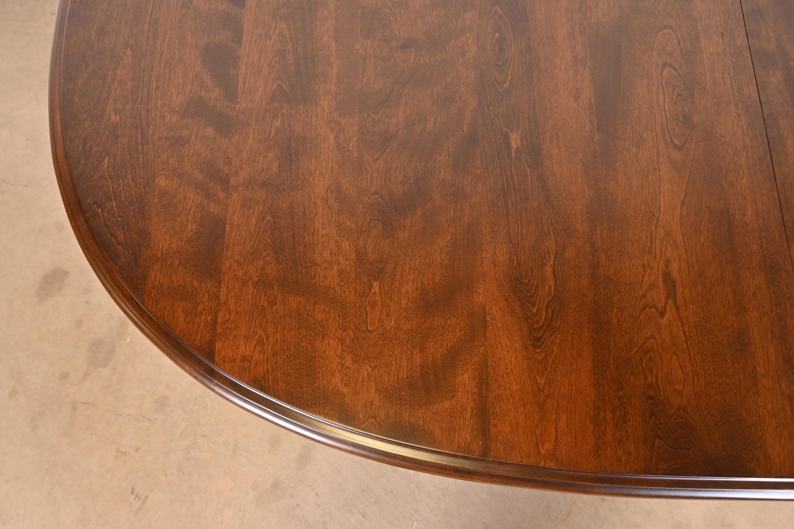 Queen Anne Solid Cherry Wood Extension Dining Table, Newly Refinished 8
