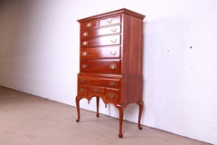 Queen Anne Solid Cherry Wood Highboy Dresser