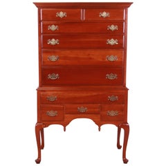 Queen Anne Solid Cherry Wood Highboy Dresser