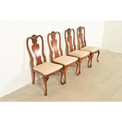 Queen Anne Solid Mahogany Dining Chairs by Stanley, Set of Four