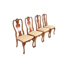 Queen Anne Solid Mahogany Dining Chairs by Stanley, Set of Four