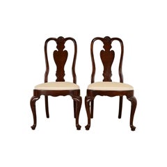 Queen Anne Solid Mahogany Side Chairs or Dining Chairs, Pair