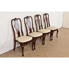 Queen Anne Solid Mahogany Side Chairs or Dining Chairs, Set of Four