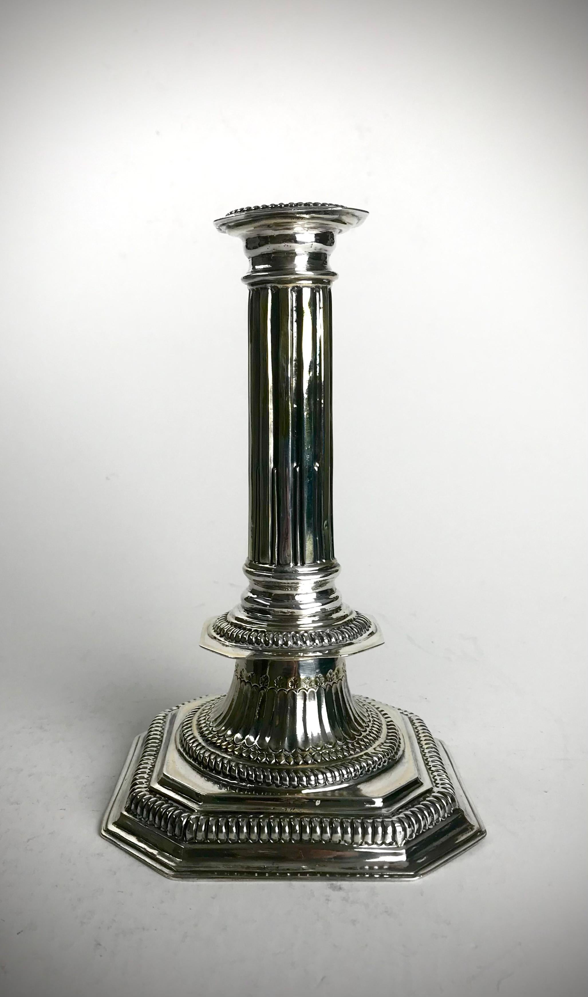 Queen Anne Solid Silver Sterling Candlesticks London 1705 John Barnard I 2