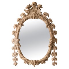 Queen Anne Stone White Painted Carved Mirror