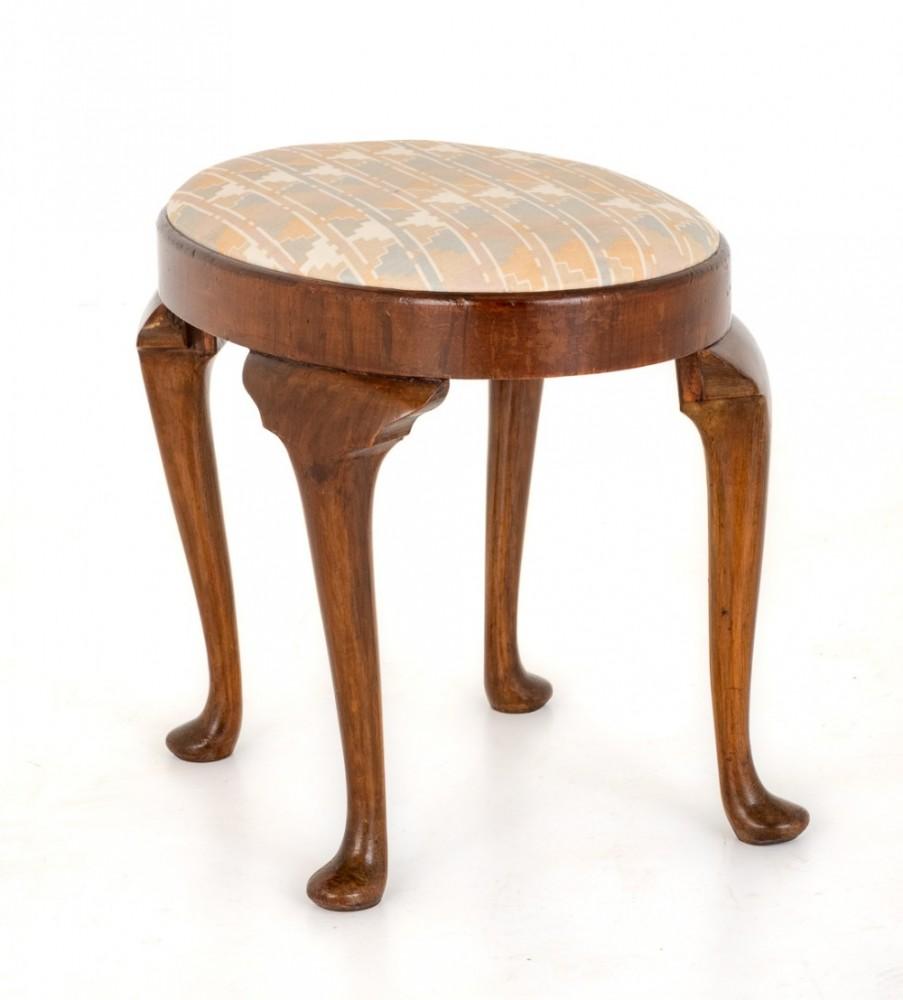 Early 20th Century Queen Anne Stool Walnut Antique Seat For Sale