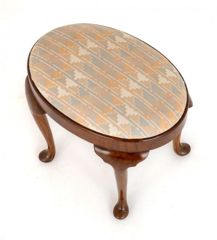 Queen Anne Stool Walnut Antique Seat For Sale 1