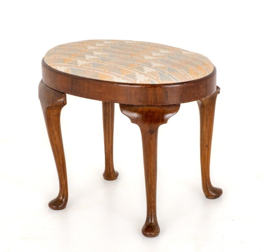 Queen Anne Stool Walnut Antique Seat For Sale 2