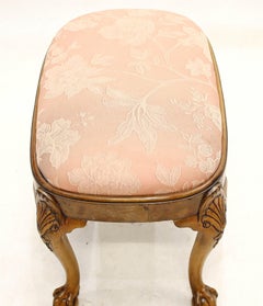 Queen Anne Stool Walnut Seat Ball and Claw Feet