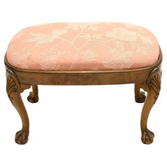 Queen Anne Stool Walnut Seat Ball and Claw Feet