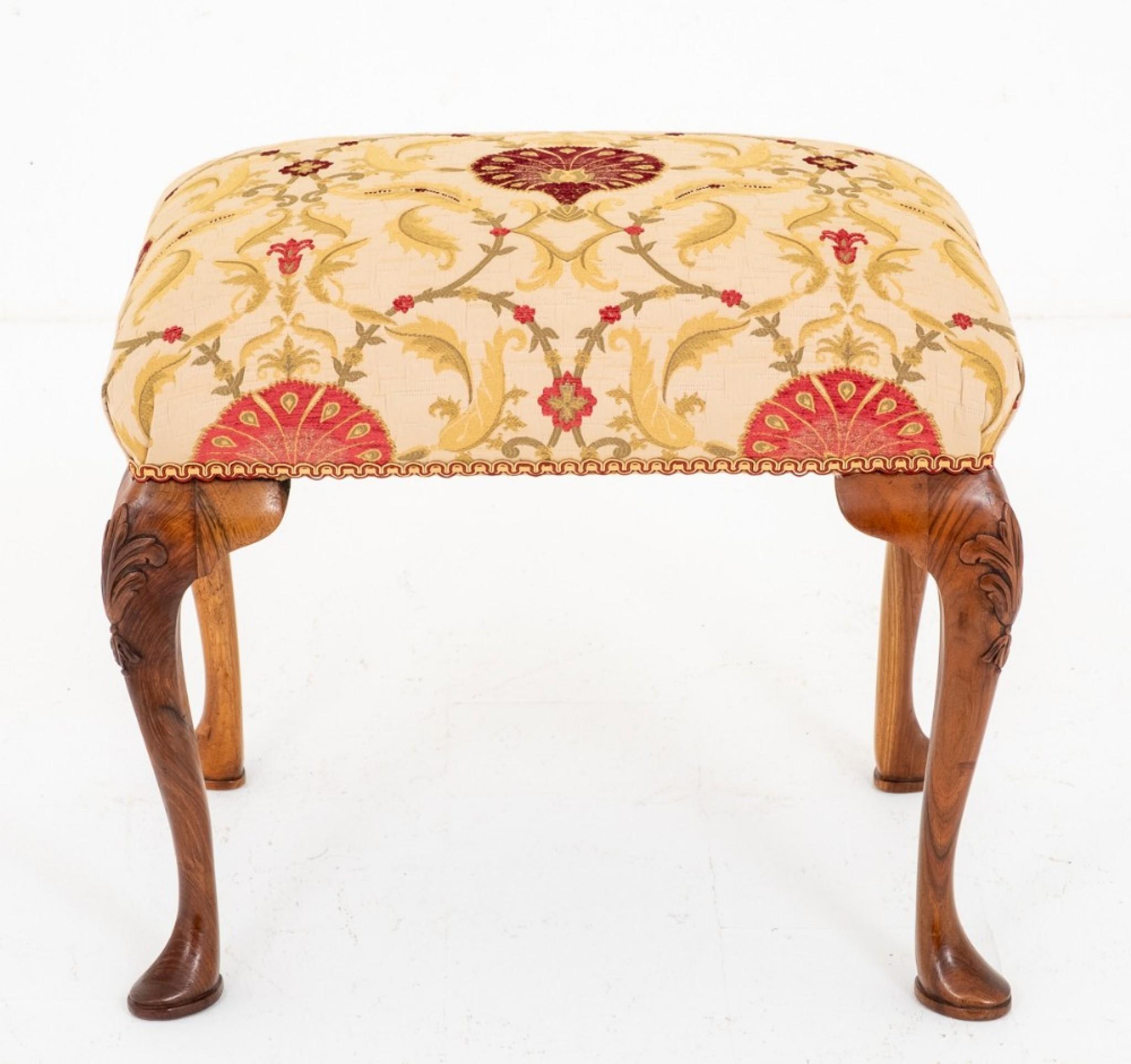 Taburete Queen Anne Asiento Nogal principios del siglo XX en venta