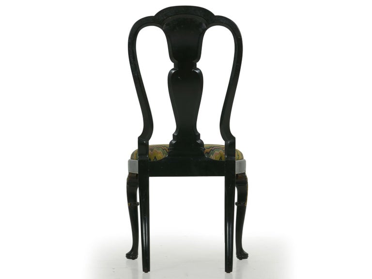 Download Queen Anne Style Antique Black Lacquer Dining Side Chair, 20th Century For Sale at 1stdibs