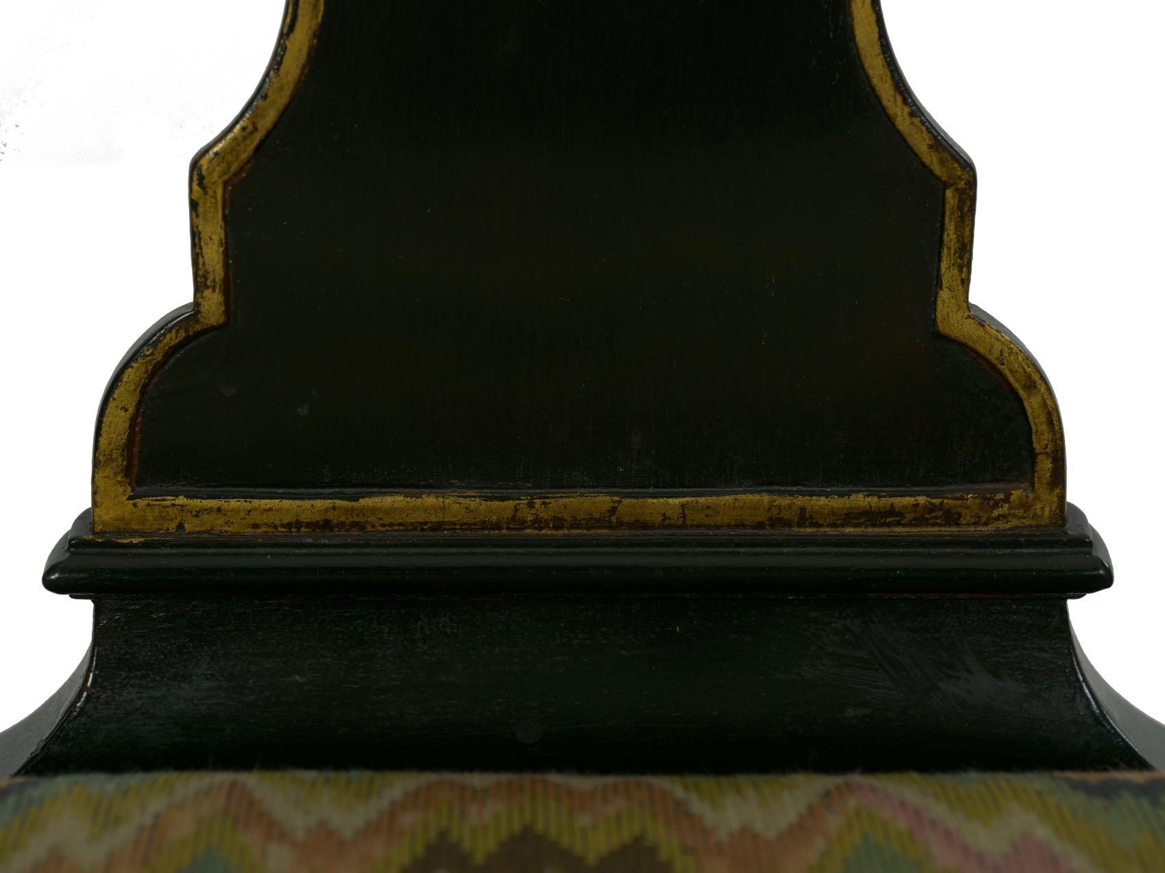 Queen Anne Style Antique Black Lacquer Dining Side Chair, 20th Century 3