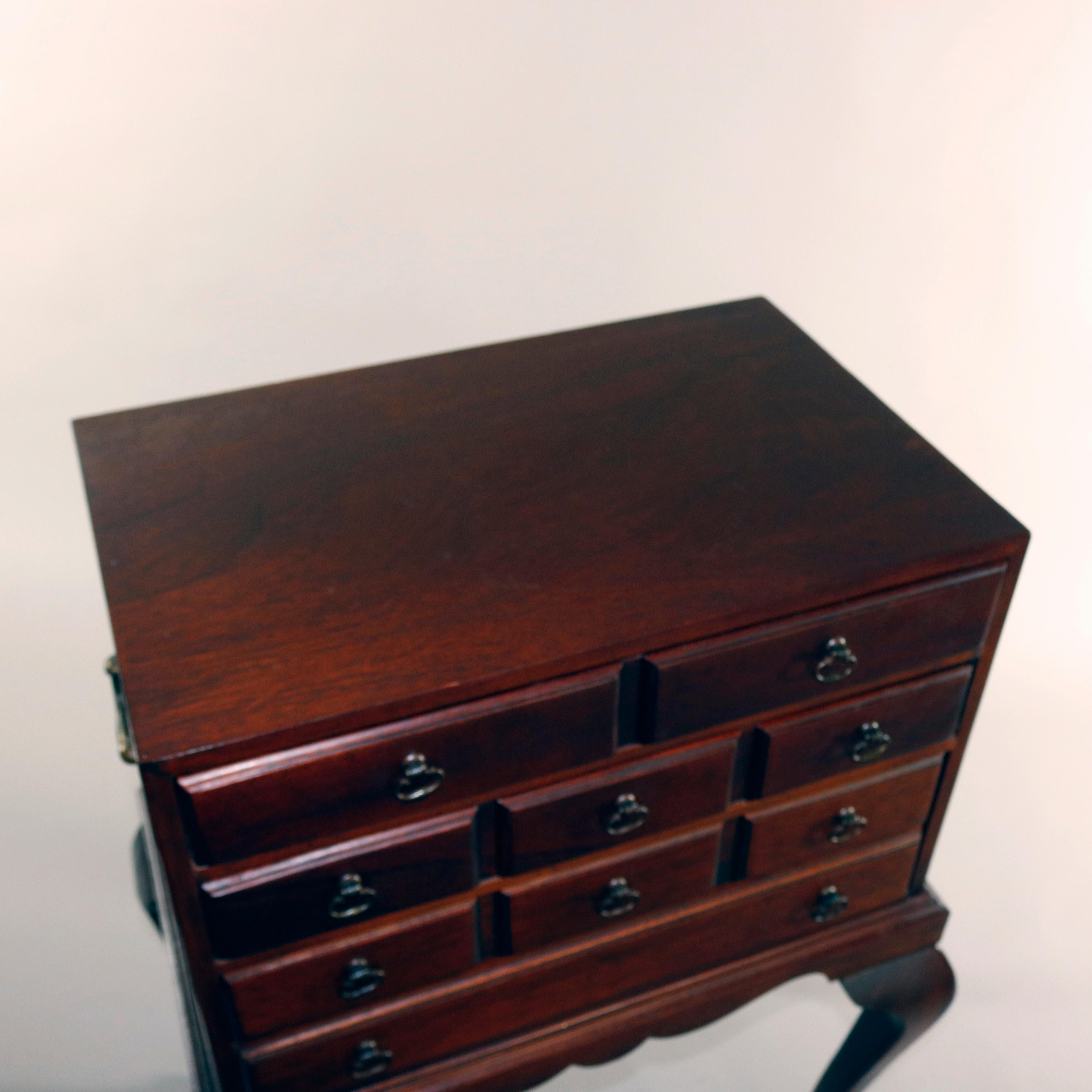 Queen Anne Style Baker School Carved Mahogany & Bronze Silver Chest, circa 1930 2