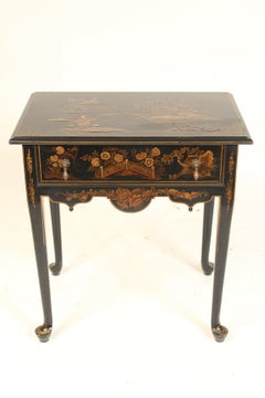 Queen Anne Style Black Chinoiserie Decorated Occasional Table