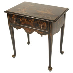 Queen Anne Style Black Chinoiserie Decorated Occasional Table