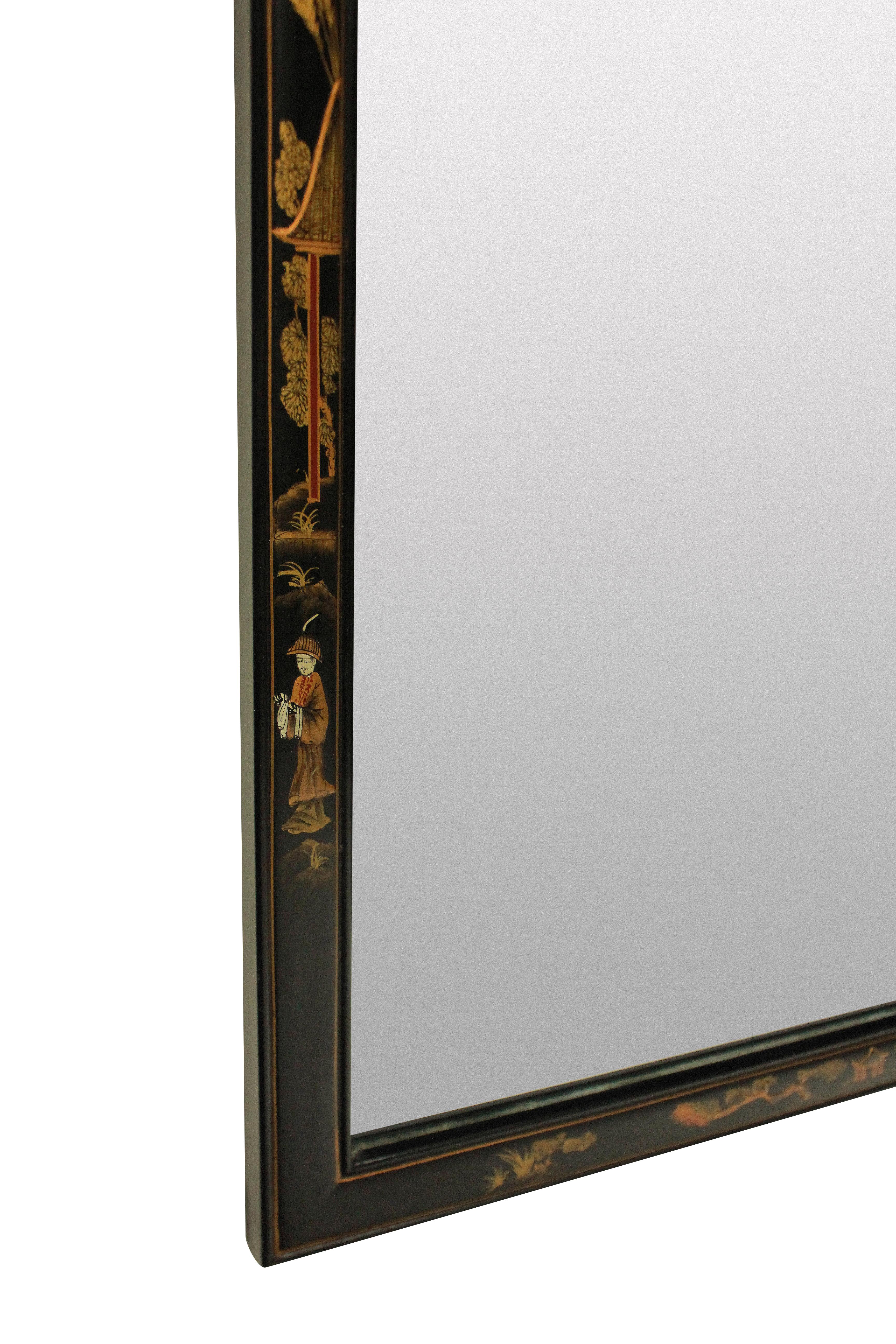 Queen Anne Style Black Japanned Mirror In Good Condition In London, GB