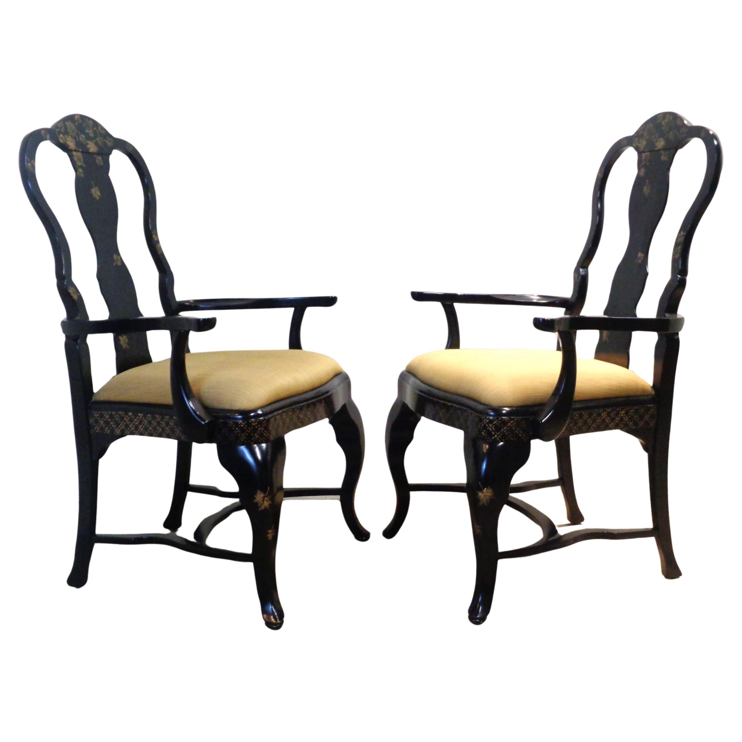 Queen Anne Style Chinoiserie Decorated Armchairs For Sale 5