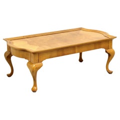 Queen Anne Style Burl Wood Coffee Cocktail Table