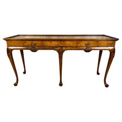 Queen Anne Style Burl-Wood Console Table by Baker