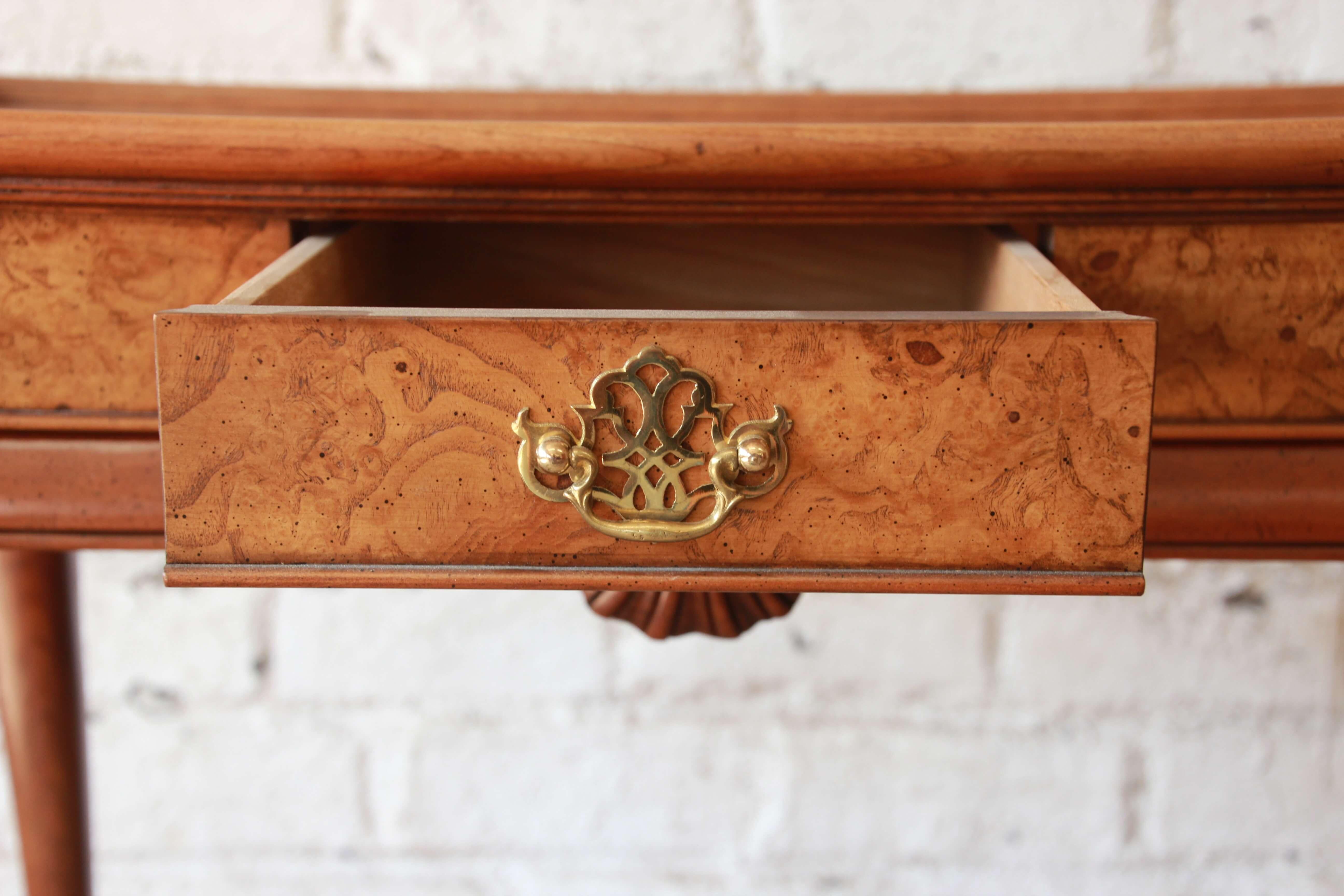 Late 20th Century Queen Anne Style Burlwood Sofa Table by Baker Furniture