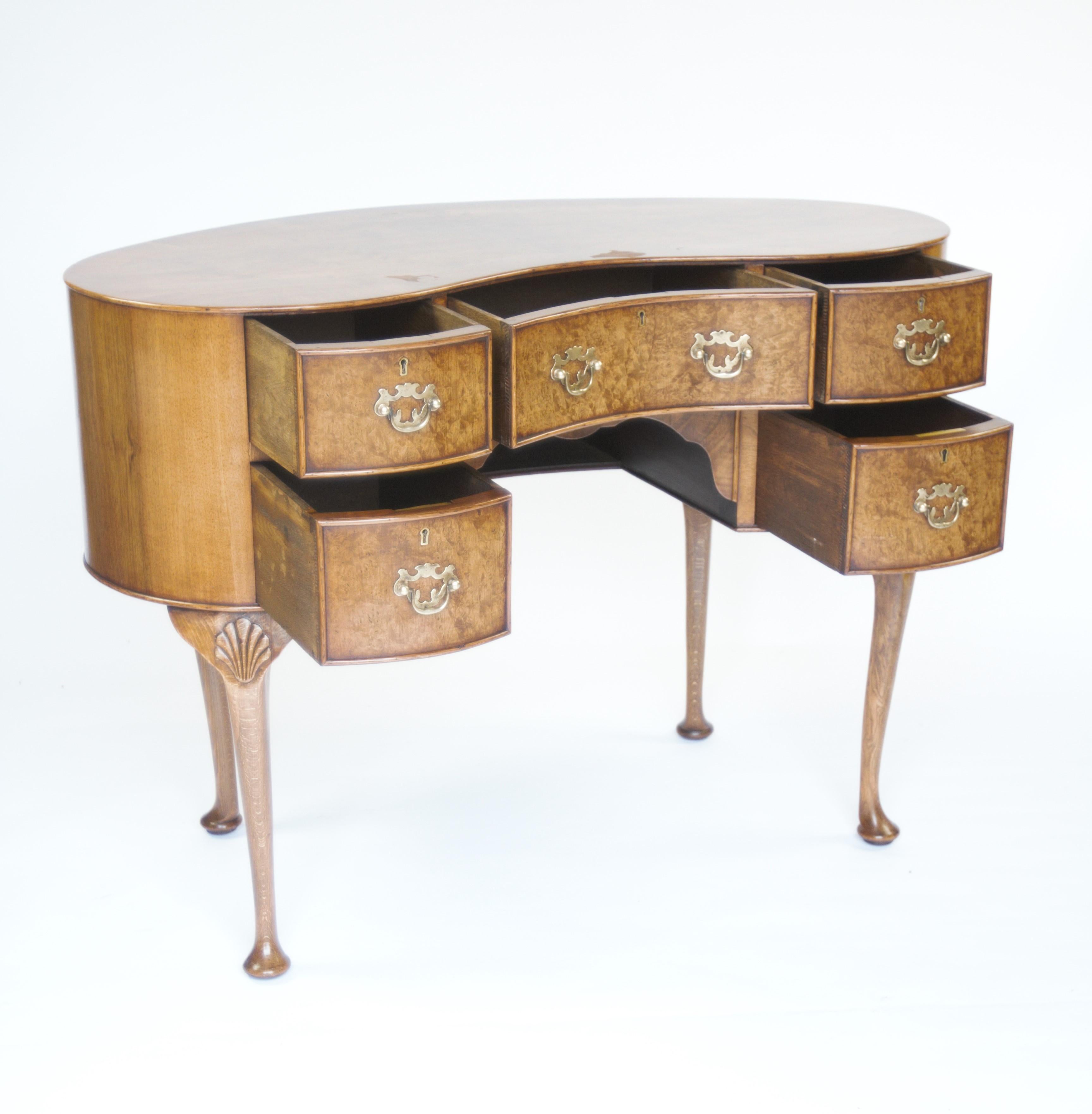 British Queen Anne style Burr Walnut Dressing Table circa 1930s