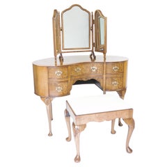 Queen Anne style Burr Walnut Dressing Table circa 1930s
