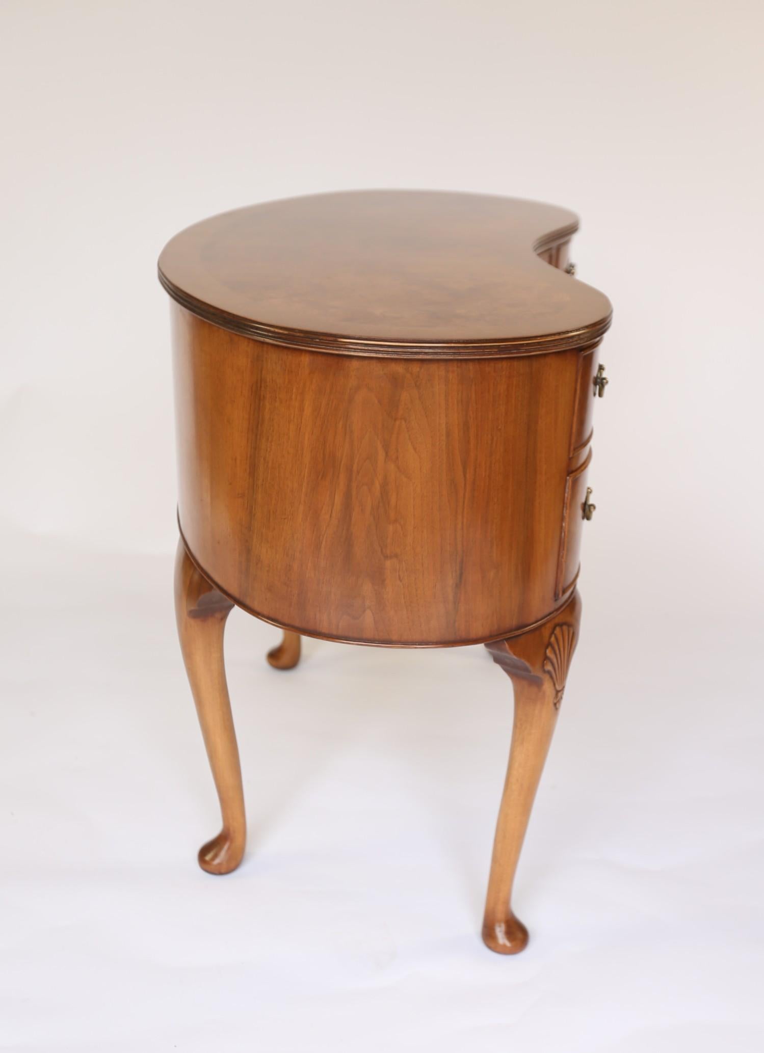 Polished Queen Anne Style Burr Walnut Dressing table with stool 1930s
