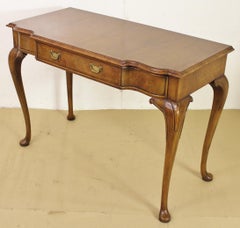 Queen Anne Style Burr Walnut Serpentine Fronted Console Table
