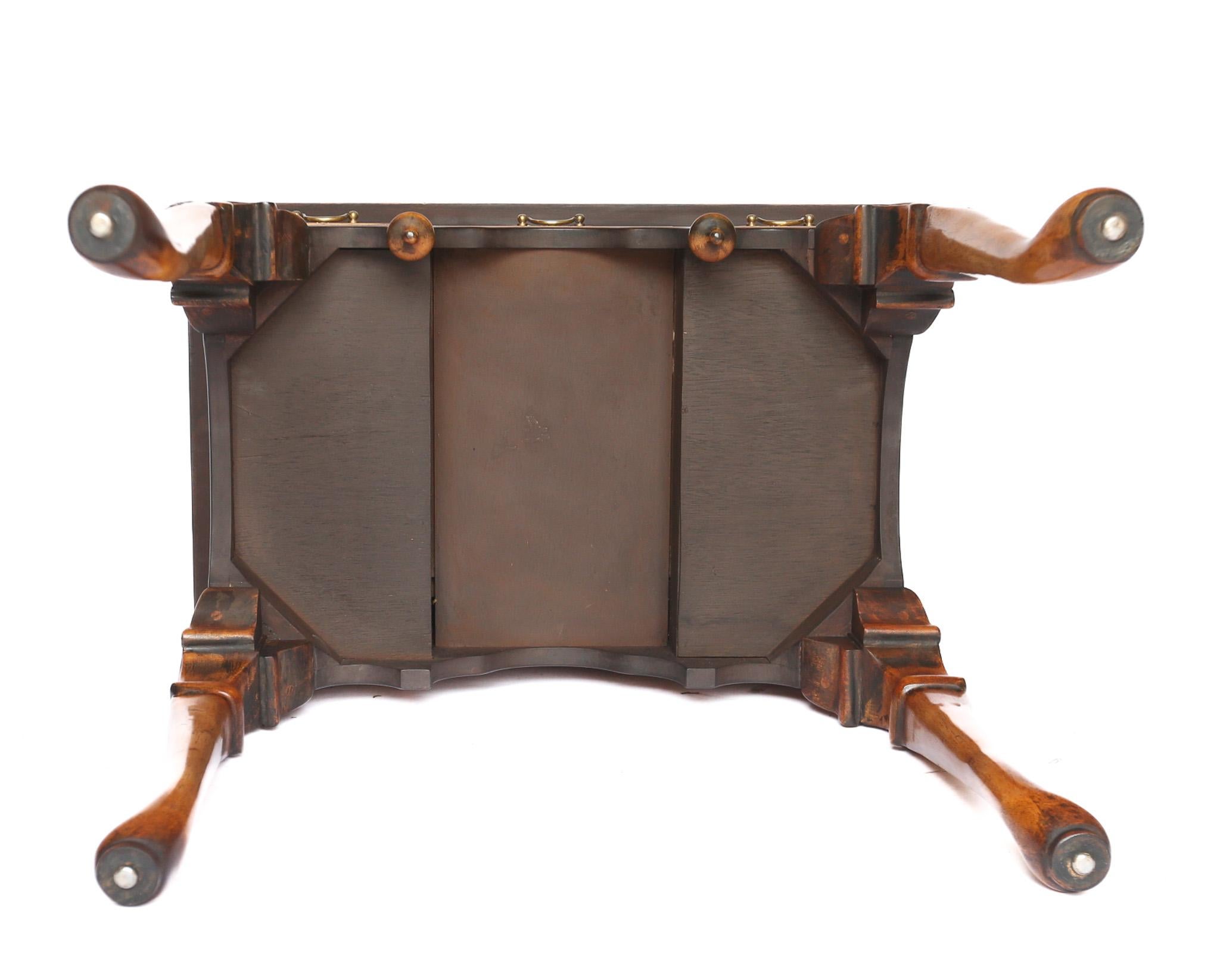 British Queen Anne style  Burr Walnut  small dressing table circa 1930s For Sale