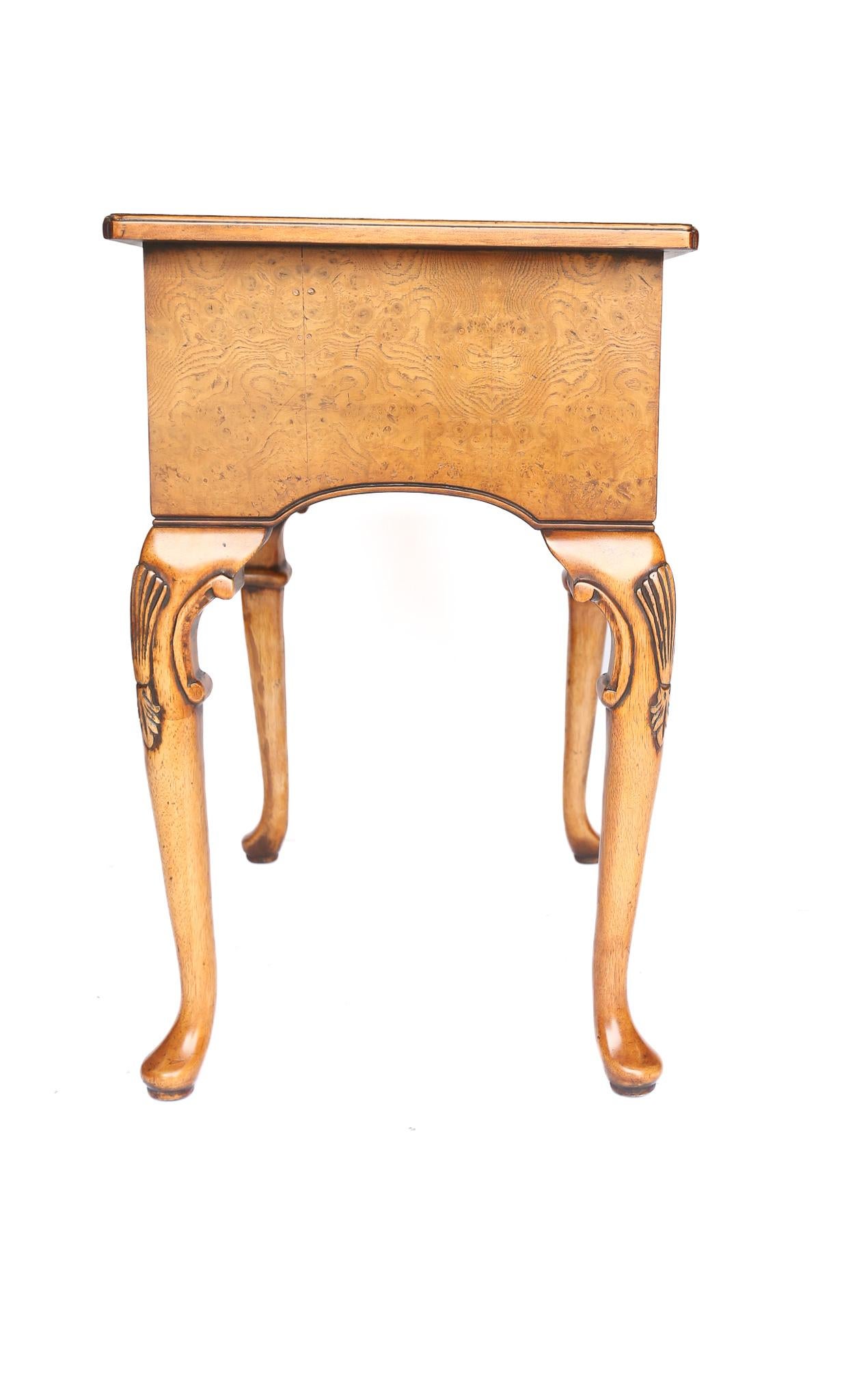 Queen Anne style  Burr Walnut  small dressing table circa 1930s In Good Condition For Sale In Dereham, GB