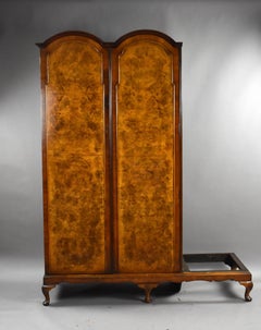 Queen Anne Style Burr Walnut Triple Wardrobe
