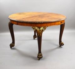 Queen Anne Style Burr Walnut Wind out Extending Dining Table & Four Chairs