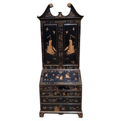 Escritorio secretario biblioteca estilo Queen Anne Burton-Ching Negro Chinoiserie