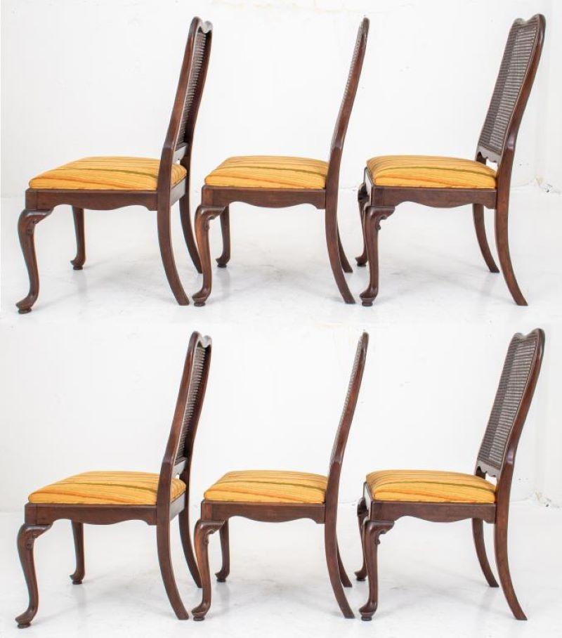 Queen Anne Style Caned Dining Chairs, 6 In Good Condition In New York, NY